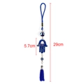 Ciondolo Mano di Fatima e Occhio del Diavolo blu con nappa, lunghezza totale di 29cm - Stile Mano di Fatima Blu (EY221) / Mano di Fatima Blu