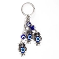 Portachiavi vintage a forma di gufo con perline occhio blu e anelli in metallo argento - Stile Design Multi Gufo