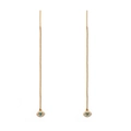 Dettaglio di lunghi orecchini dorati con pendente occhio greco blu e cristalli - Stile Malocchio (BD18GD01) / Oro
