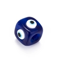 Blue cubic evil eye glass bead for DIY jewelry making of bracelets and necklaces - Cube / 5 Pieces/Pack (14mm) / Dark Blue
