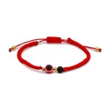 Rotes geflochtenes Armband mit Vulkanstein und schützendem bösem Blick Motiv - Rot