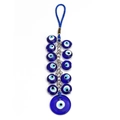 Detail van Hamsa Hand en boze oog wandkleed met 13 blauwe glazen kralen voor decoratie - Verticale Ophanging Met 13 Kralen (BE152BU01)