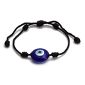 Détail du bracelet Evil Eye en cordon noir tressé avec nœud coulissant réglable - Style Noir (BE163BK00)