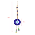 Ciondolo malocchio in vetro con corda intrecciata e misure mostrate 50 mm e 255 mm - Ornamento Disco con Perline Multicolore (BE270BU03)