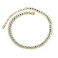 Bracelet de cheville Evil Eye doré avec maillons en forme de feuille et émail bleu - Style Feuille d'Or Mauvais Œil (BE484GD00)