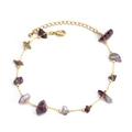Elegantes Goldkettenarmband mit lila Amethyst-Splittern und bösem Blick für Damen - Lila Amethyst Splitter Stil (BE468GD01)
