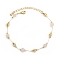 Detail of gold chain bracelet with pink faceted beads, lobster clasp and extender - Light Pink Faceted Beads Style (BE469WH00)