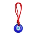 Klassischer blauer Glas-Anhänger Böses Auge mit roter Kordel für Schutz und Auto-Deko - Hellrot