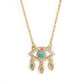 Collana occhio del male placcata oro con pietra turchese e pendenti in zirconi brillanti - Stile Nappina Occhio Dorato (BE582GD00)