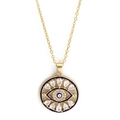 Dettaglio della collana con occhio del male in smalto blu e cristalli a forma di pera - Stile Occhio Tondo Dorato (BE585GD00)
