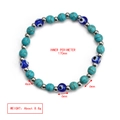 Detailed size view of blue evil eye beaded bracelet showing 170mm inner perimeter - Light Blue Marble Texture Style (BE947BU04)