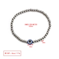 Detail view of evil eye beaded bracelet showing 180mm length and 4mm silver bead size - Silver Bead Single Eye Style (BE948BU01)