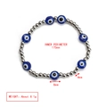 Detailed size specifications for Blue Evil Eye beaded bracelet with 175mm inner perimeter - Silver Bead Blue White Eye Style (BE948BU03)