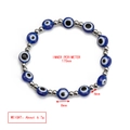 Detail showing blue evil eye beads with silver spacer beads and size dimensions - Blue Texture Bead Silver Spacer Style (BE948BU04)