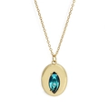 Detail der goldenen Evil Eye Kette mit blauem Marquise-Stein und Pavé-Anhänger - Dunkelblauer Stil (BE1077GD04)
