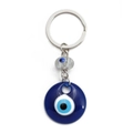 Detailansicht des tiefblauen Evil Eye Schlüsselanhängers mit silbernem Legierungsring - Runder Dunkelblauer Augenanhänger Stil (BE1237BU00)