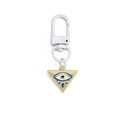 Triangle evil eye keychain with white lobster clasp and blue enamel gold pendant - White Hook Triangle Eye Style (BE1274WH01)