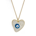 Dettaglio del ciondolo a forma di cuore con malocchio e finitura in oro lucido - Cuore Bianco Crema (BE1246WH00)