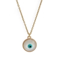 Golden alloy necklace featuring a classic blue evil eye pendant on a fine chain - Round Shape (BE1249GD03)