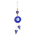 Handmade evil eye charm with blue glass hearts and khaki braided cord for luck - Blue Glass Heart Charms Style (BE451BU00)