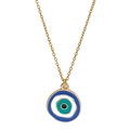 Dettaglio della collana dorata con ciondolo occhio del male in smalto blu protettivo - Stile Tondo (BE1250GD00) / Oro