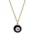 Collana dorata con ciondolo occhio di Allah blu e catenina sottile stile classico - Stile Tondo (BE1253GD01)