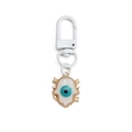 Detailaufnahme Hamsa-Hand Schlüsselanhänger mit blauem Auge und weißer Emaille - Hamsa Hand Stil (BE1269WH03)