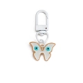 Weißer Schmetterling-Schlüsselanhänger mit bösem Blick und goldfarbenem Rand - Schmetterling Stil (BE1269WH04)