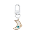 Bohemian gold crescent moon keychain with evil eye bead and white metal clasp - Moon and Star Style (BE1269WH05)