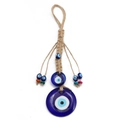 Ornamento sospeso Mano di Fatima e Occhio di Allah con perle in vetro e corda di iuta - Malocchio Blu (BE1320BU00)