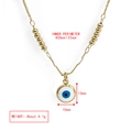 Detailansicht der Evil Eye Halskette mit Größenangaben und goldener Kettenstruktur - Blauer Runder Böser Blick Anhänger Stil (BE1304GD05)