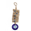 Adorno de pared de ojo turco azul con cuerda de yute trenzada y cuentas de vidrio - Decoración Colgante Tejida de Cuerda de Cáñamo de Ojo Turco (BE1321BU00)