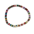Ethnic style colorful beaded bracelet with gold evil eye charm for women jewelry - Multicolor (BE858GD00)