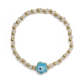 Detailaufnahme des Goldperlenarmbands mit Kristallzwischenperlen und blauem Nazar-Anhänger - Hellblauer Blumenstil (BE1340LBU00)