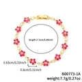 Bracciale a fiori dorati di lusso con petali di zircone rosa e dettagli di 17,5 cm - Fiore Rosa Oro (B00773-1A)