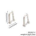 Pendientes de herradura de plata en forma de U para mujer con medidas detalladas - Estilo de Esfera en U Plateada (E01917-1)