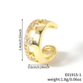 Elegante ear cuff dorado de doble capa con brillantes piedras redondas de circonita - Dorado (E01915-1)