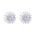 Boucles d'oreilles tournesol avec pétales en zircone scintillants sur monture argent - Or Blanc Diamant (KSE429)