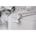Elegante set gioielli da sposa con ciondolo in zircone rotondo e catena a serpente - Bianco