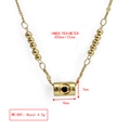 Gouden evil eye kralenketting met 9x7mm cilinderhanger en 400mm verstelbare ketting - Zwarte Ronde Boze Oog Cilinder Hanger Stijl (BE1304GD01)