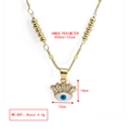Goldene Halskette mit bösem Blick Anhänger und bunten Zirkonia an verstellbarer Perlenkette - Rechteckiger Strass Böser Blick Anhänger Stil (BE1304GD07)