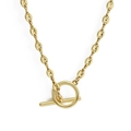 Goldene Halskette mit Kaffeebohnen-Gliedern und modischem OT-Knebelverschluss - Kaffeebohnen OT-Verschluss Halskette Stil (BE1305GD00)