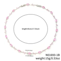 Elegante Rebenblatt-Halskette mit rosa Zirkonia-Kristallen auf Silberkette, 45cm - Rosa / Silber (N01693-1B)