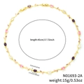 Modische Reben-Halskette mit bunten Zirkon-Blättern in Gold-Finish, 45 cm Länge - Mehrfarbig / Gold (N01693-2A)