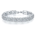 Lussuoso bracciale tennis in argento con scintillanti pietre di zircone quadrate per uomo e donna - Stile Halo Rettangolare (Style 2)