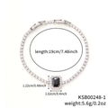 Silbernes Tennisarmband mit quadratischem schwarzem Edelstein und Zirkonia-Mikropavé - Schwarz (CF1)