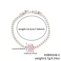 Detailansicht von Silber-Tennisarmband mit rosa Zirkon und Maßangaben in Millimetern - Rosa (CF2)