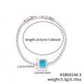 Details von Silber-Tennisarmband mit meerblauem Rechteckstein und Zirkonia-Steinen - Aquablau (CF3)