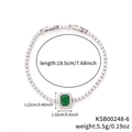 Detailed view of emerald green rectangular zircon bracelet with 19.5cm length specifications - Emerald Green (CF6)