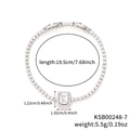 Silver tennis bracelet detail with rectangular zircon center and micro-paved rhinestones - Clear White (CF7)
